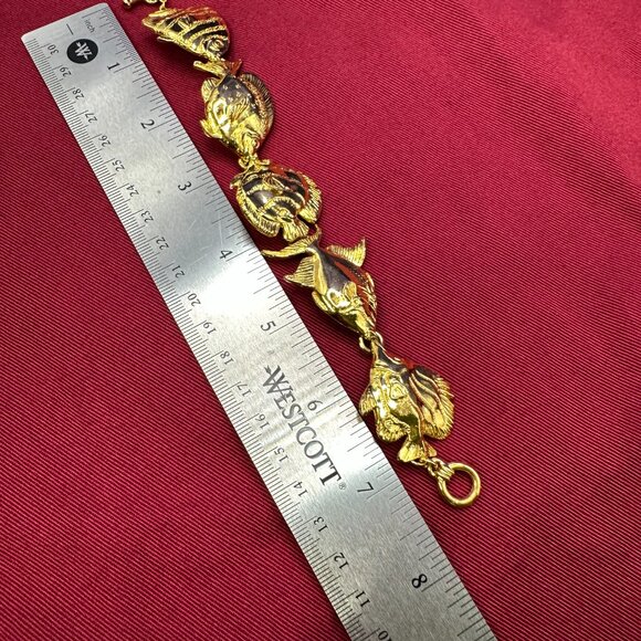 Rare Find!  Maurice Milleur Gold-Plated Pewter “Reef Fish” Bracelet - Picture 5 of 15